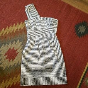 One shoulder BCBG striped dress